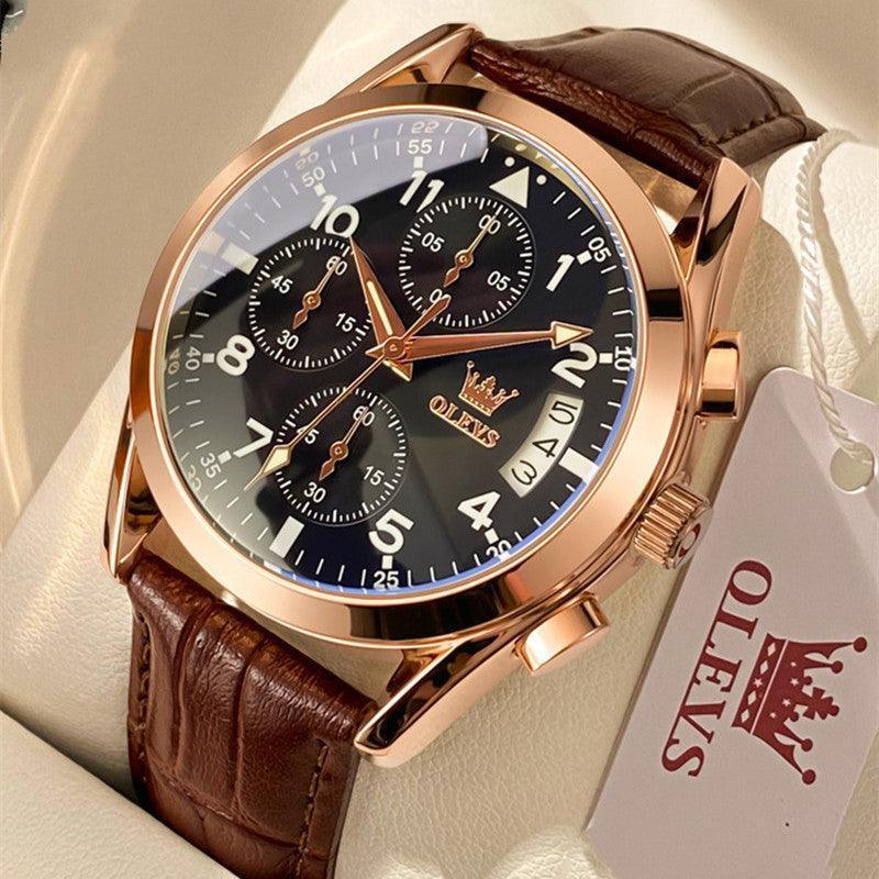OLEVS Luxury Mens Watches Waterproof Luminous Quartz - AKISHOP