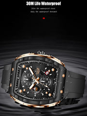 Top Brand Luxury Mens Watches Fashion Square Waterproof Men's Quartz Wristwatches Chronograph - AKISHOP