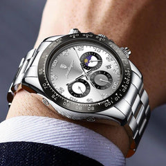 Luxury Man Wristwatch Sports Chronograph Luminous Waterproof Date Men Watch Stainless Steel Men's Watches Quartz Clock - AKISHOP