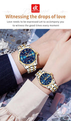 Couple Watches Fashion Trend Original Quartz Wristwatch Waterproof Luminous Date Week His and Her Watch Lover Gift - AKISHOP