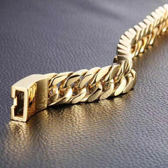 Men Fashion Gold Color Bracelet Personality Hip Hop Double Buckle Trend Domineer Fashion Bracelets - AKISHOP