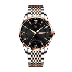 Watch Luxury Business Quartz Men's Wristwatch Waterproof Luminous Date Week Steel Strap. - AKISHOP