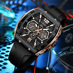 Watch Luxury Waterproof Quartz Wristwatch Raise Wrist Luminous Date Sports Silicone