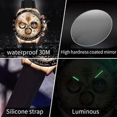 Watches Luxury Men Waterproof Luminous Top Brand Date Chronograph Sport Wristwatch