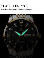 Watch Luxury Business Quartz Men's Wristwatch Waterproof Luminous Date Week Steel Strap. - AKISHOP
