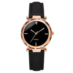 2pcs Luxury Fashion Women Watch Set PU Leather Strap Ladies Quartz Wristwatch Rhinestone RoseGold Alloy Bracelet For Ladies Gift - AKISHOP