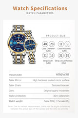 Couple Watches Fashion Trend Original Quartz Wristwatch Waterproof Luminous Date Week His and Her Watch Lover Gift - AKISHOP