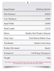 POEDAGAR Fashion Men Watch Luminous Waterproof Chronograph Date Man Wristwatch Square Stainless Steel Quartz Men's Watches - AKISHOP