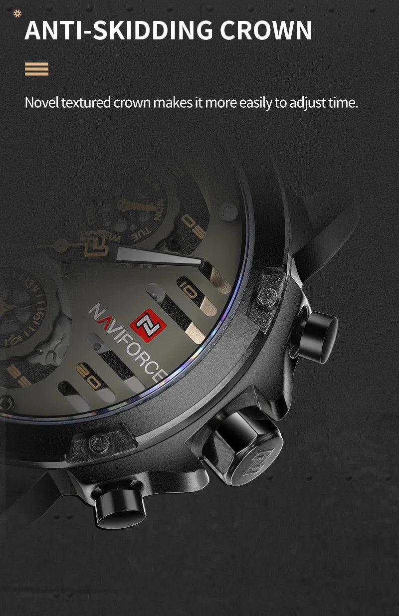 NAVIFORCE Mens Watch Top Brand Luxury Waterproof 24 Hour Date Quartz Watch Man Leather Sport WristWatch Men Waterproof Clock - AKISHOP