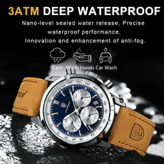 Watch  Man Luxury Quartz Waterproof Luminous Leather Men's Wristwatch Chronograph Fashion