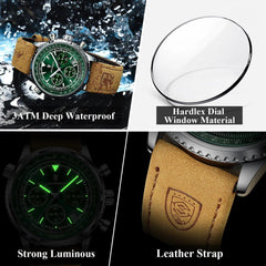 POEDAGAR Luxury Man Watch Quartz Waterproof Luminous Date Chronograph Leather Men Wristwatch Military Sports Men's Watches - AKISHOP