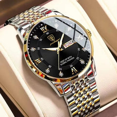 Watch Luxury Business Quartz Men's Wristwatch Waterproof Luminous Date Week Steel Strap. - AKISHOP