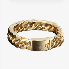 Men Fashion Gold Color Bracelet Personality Hip Hop Double Buckle Trend Domineer Fashion Bracelets - AKISHOP