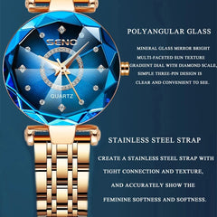Ocean Star Women Crystal Watch 2025 Top Brand Luxury Rose Gold Women Bracelet Watch for Ladies Wrist - AKISHOP