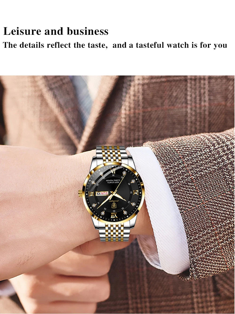 Watch Luxury Business Quartz Men's Wristwatch Waterproof Luminous Date Week Steel Strap. - AKISHOP