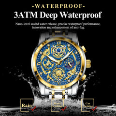 Fashion Watch For Men Waterproof Luminous Chronograph Date Stainless Steel Man Watch Luxury Sports Men's Quartz Watches
