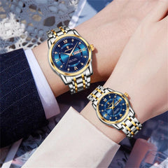 Couple Watches Fashion Trend Original Quartz Wristwatch Waterproof Luminous Date Week His and Her Watch Lover Gift - AKISHOP