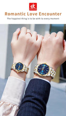 Couple Watches Fashion Trend Original Quartz Wristwatch Waterproof Luminous Date Week His and Her Watch Lover Gift - AKISHOP