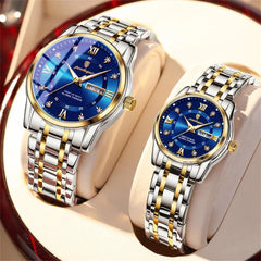 Couple Watches Fashion Trend Original Quartz Wristwatch Waterproof Luminous Date Week His and Her Watch Lover Gift - AKISHOP