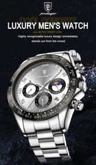 Luxury Man Wristwatch Sports Chronograph Luminous Waterproof Date Men Watch Stainless Steel Men's Watches Quartz Clock - AKISHOP