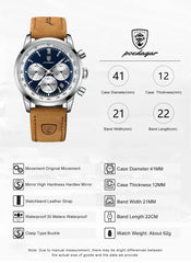 Watch  Man Luxury Quartz Waterproof Luminous Leather Men's Wristwatch Chronograph Fashion