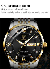 Watch Luxury Business Quartz Men's Wristwatch Waterproof Luminous Date Week Steel Strap. - AKISHOP