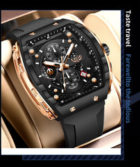 Top Brand Luxury Mens Watches Fashion Square Waterproof Men's Quartz Wristwatches Chronograph - AKISHOP