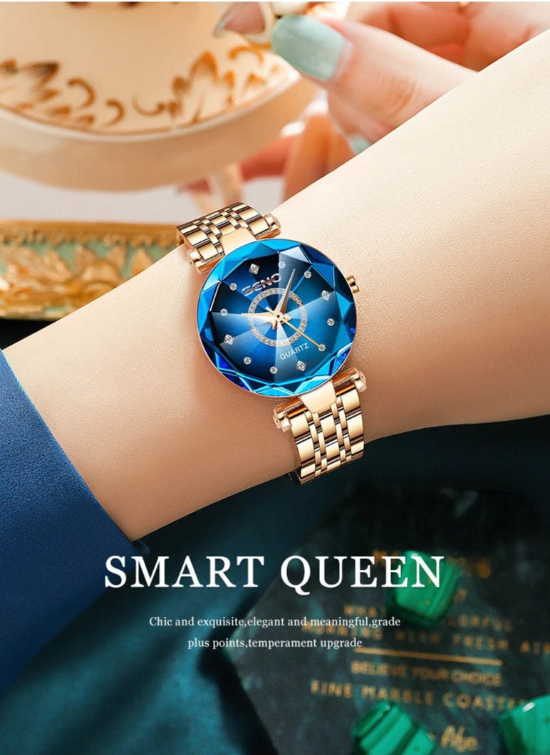 Ocean Star Women Crystal Watch 2025 Top Brand Luxury Rose Gold Women Bracelet Watch for Ladies Wrist - AKISHOP