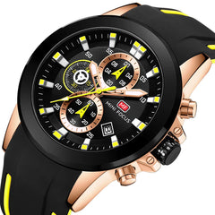 Sports Quartz Watch for Men Fashion Three Multifunction Dials Luminous Hands Silicone Strap Mens Watches