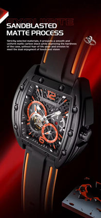 FAIRWHALE Automatic Movement Mechanical Watches For Men Sports Silicone Strap Tourbillon Waterproof Mens Watch - AKISHOP