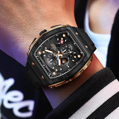 Top Brand Luxury Mens Watches Fashion Square Waterproof Men's Quartz Wristwatches Chronograph - AKISHOP