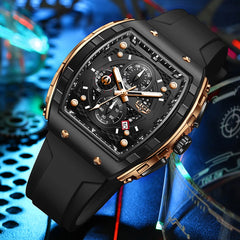 Top Brand Luxury Mens Watches Fashion Square Waterproof Men's Quartz Wristwatches Chronograph - AKISHOP