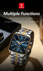 POEDAGAR Fashion Men Watch Luminous Waterproof Chronograph Date Man Wristwatch Square Stainless Steel Quartz Men's Watches - AKISHOP
