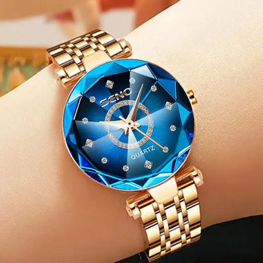 Ocean Star Women Crystal Watch 2025 Top Brand Luxury Rose Gold Women Bracelet Watch for Ladies Wrist - AKISHOP