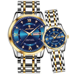 Couple Watches Fashion Trend Original Quartz Wristwatch Waterproof Luminous Date Week His and Her Watch Lover Gift - AKISHOP