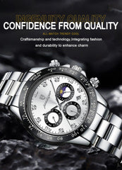 Luxury Man Wristwatch Sports Chronograph Luminous Waterproof Date Men Watch Stainless Steel Men's Watches Quartz Clock - AKISHOP