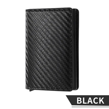 Carbon Fiber Credit Card Holder Wallet Men Rfid Smart Meral Thin Slim Pop Up Minimalist Wallet Small Black Purse Metal Wallet - AKISHOP