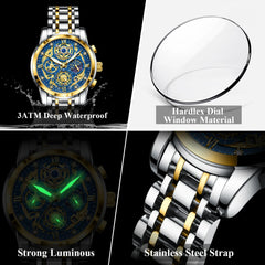 Fashion Watch For Men Waterproof Luminous Chronograph Date Stainless Steel Man Watch Luxury Sports Men's Quartz Watches