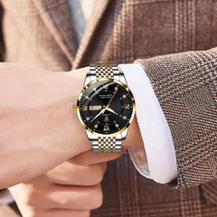 Watch Luxury Business Quartz Men's Wristwatch Waterproof Luminous Date Week Steel Strap. - AKISHOP