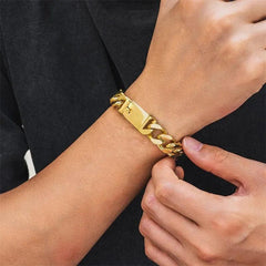 Men Fashion Gold Color Bracelet Personality Hip Hop Double Buckle Trend Domineer Fashion Bracelets - AKISHOP