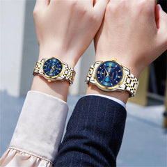 Couple Watches Fashion Trend Original Quartz Wristwatch Waterproof Luminous Date Week His and Her Watch Lover Gift - AKISHOP