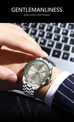 POEDAGAR Luxury Fashion Men Clock Waterproof Luminous Week Date Sports Man Wristwatch Stainless Steel Men's Quartz Watches - AKISHOP