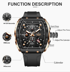 Top Brand Luxury Mens Watches Fashion Square Waterproof Men's Quartz Wristwatches Chronograph - AKISHOP