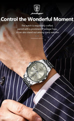 POEDAGAR Luxury Fashion Men Clock Waterproof Luminous Week Date Sports Man Wristwatch Stainless Steel Men's Quartz Watches - AKISHOP