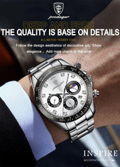 Luxury Man Wristwatch Sports Chronograph Luminous Waterproof Date Men Watch Stainless Steel Men's Watches Quartz Clock - AKISHOP