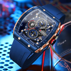 Watches Business Unique Square with Large Dial Sport Quartz Silicone Bands Wristwatches with Luminous Hands